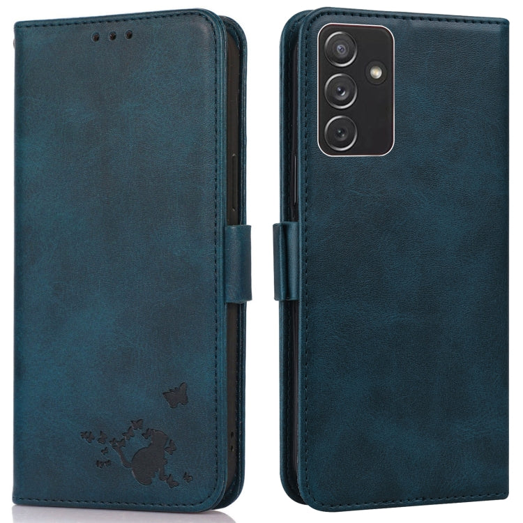 For Samsung Galaxy A82 5G Embossed Cat Butterflies Pattern Horizontal Flip Leather Case with Card Slot & Holder & Wallet