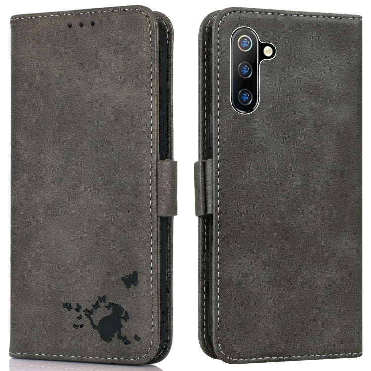 For Samsung Galaxy Note10 Embossed Cat Butterflies Pattern Horizontal Flip Leather Case with Card Slot & Holder & Wallet