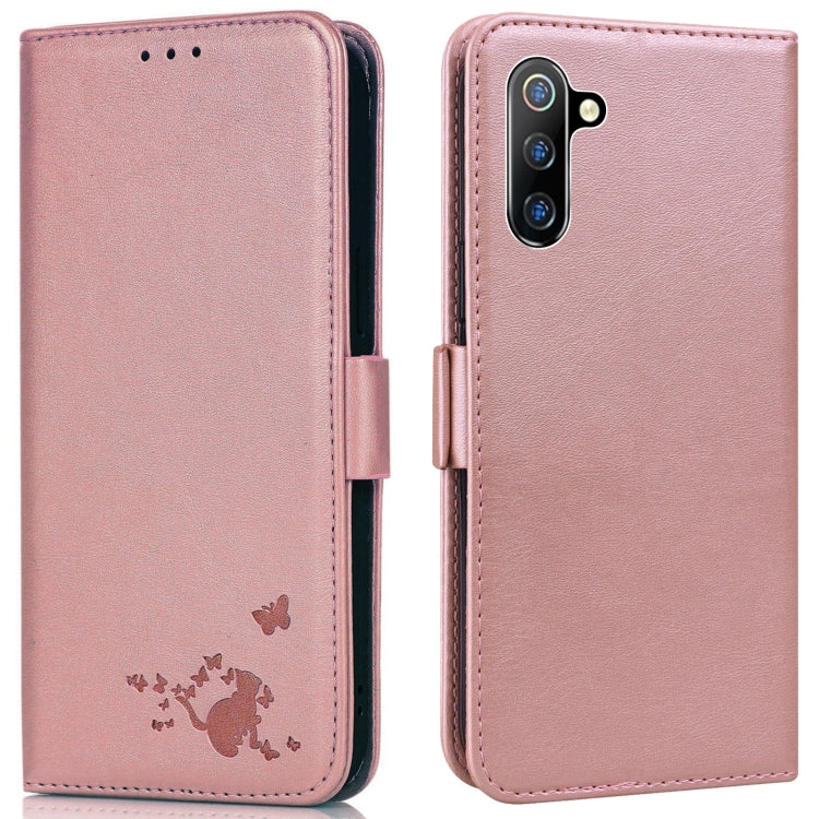 For Samsung Galaxy Note10 Embossed Cat Butterflies Pattern Horizontal Flip Leather Case with Card Slot & Holder & Wallet