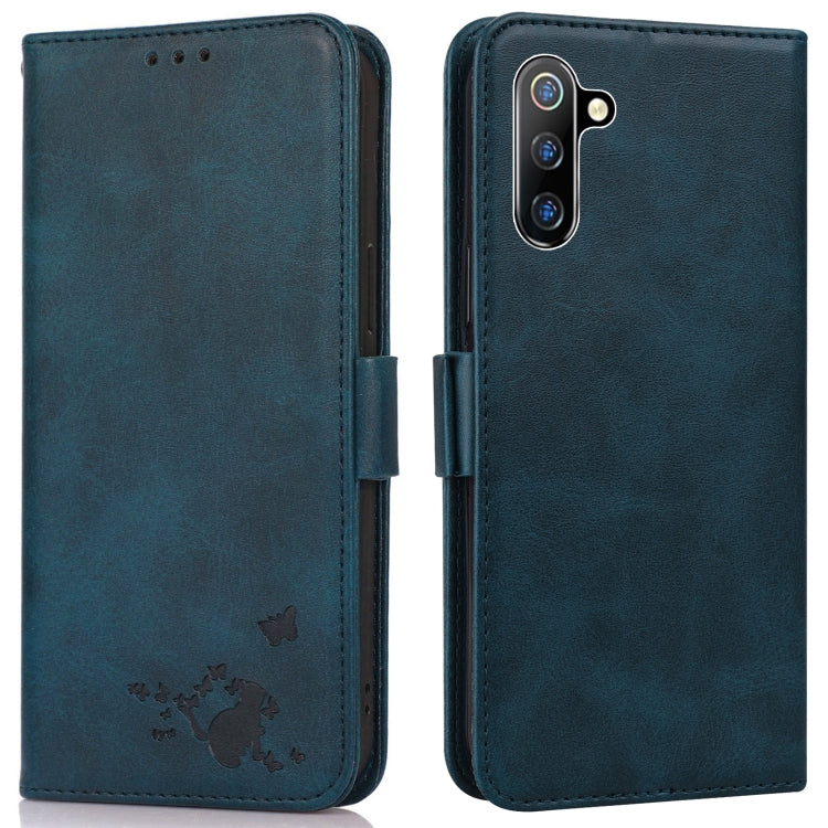 For Samsung Galaxy Note10 Embossed Cat Butterflies Pattern Horizontal Flip Leather Case with Card Slot & Holder & Wallet