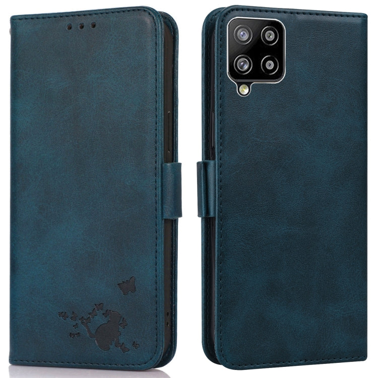 For Samsung Galaxy A42 5G Embossed Cat Butterflies Pattern Horizontal Flip Leather Case with Card Slot & Holder & Wallet