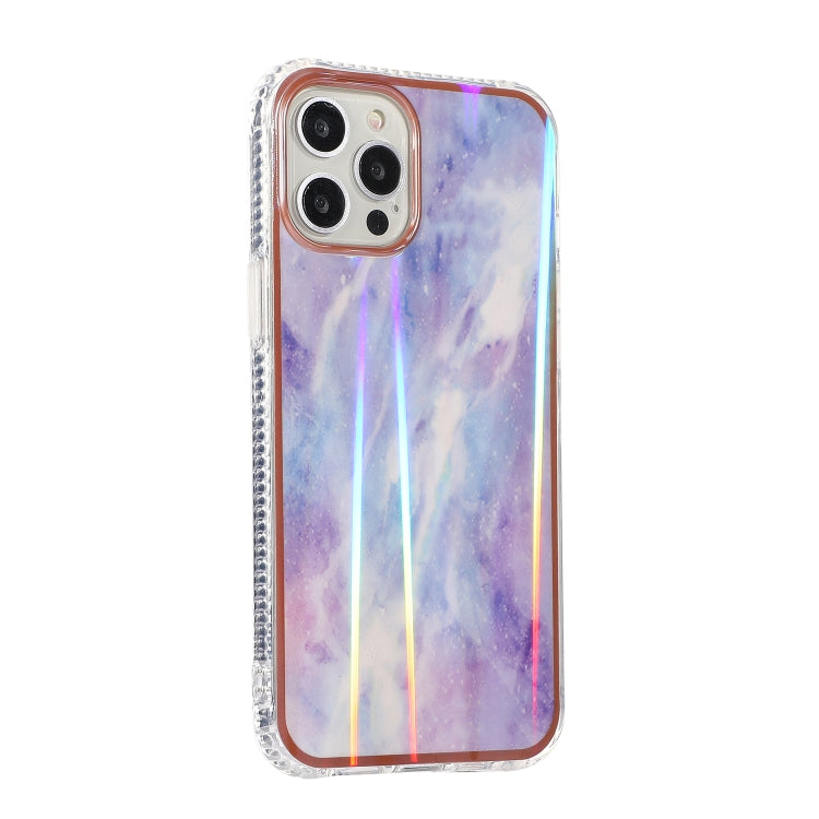 For iPhone 13 Pro Aurora Cloud Electroplating Gold Edge Double-sided IMD Pattern TPU Case