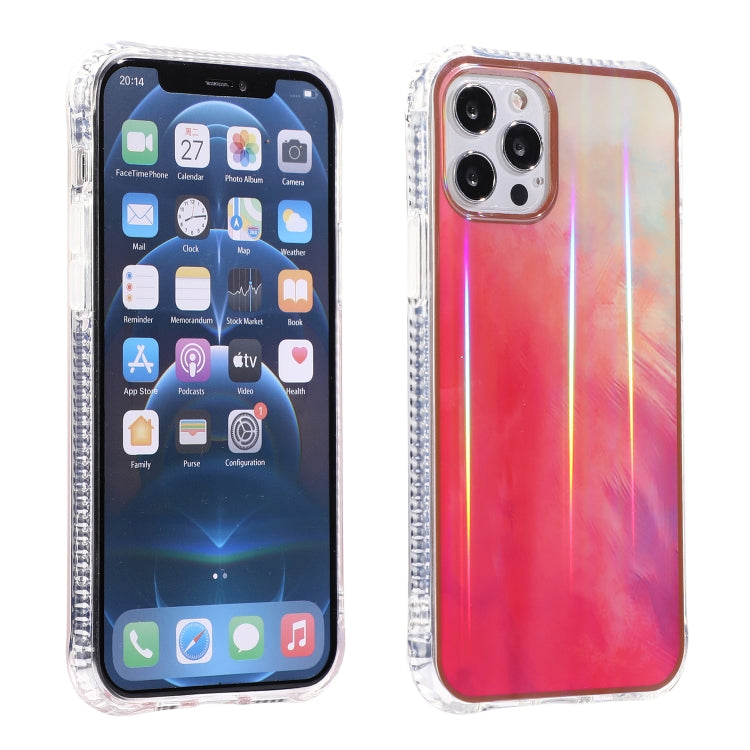 For iPhone 13 Pro Max Aurora Cloud Electroplating Gold Edge Double-sided IMD Pattern TPU Case