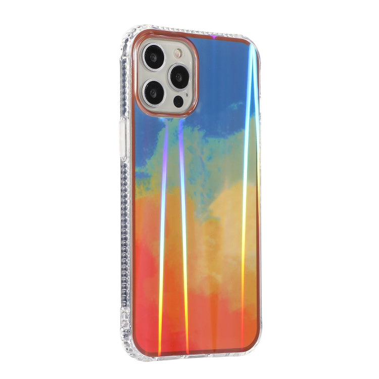 For iPhone 13 Pro Max Aurora Cloud Electroplating Gold Edge Double-sided IMD Pattern TPU Case