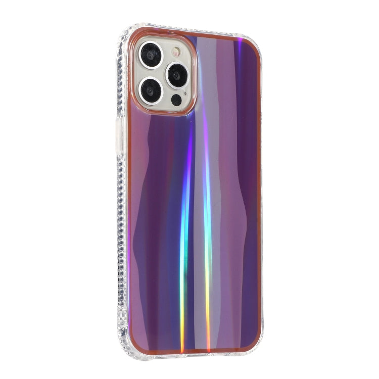 For iPhone 13 Pro Max Aurora Cloud Electroplating Gold Edge Double-sided IMD Pattern TPU Case