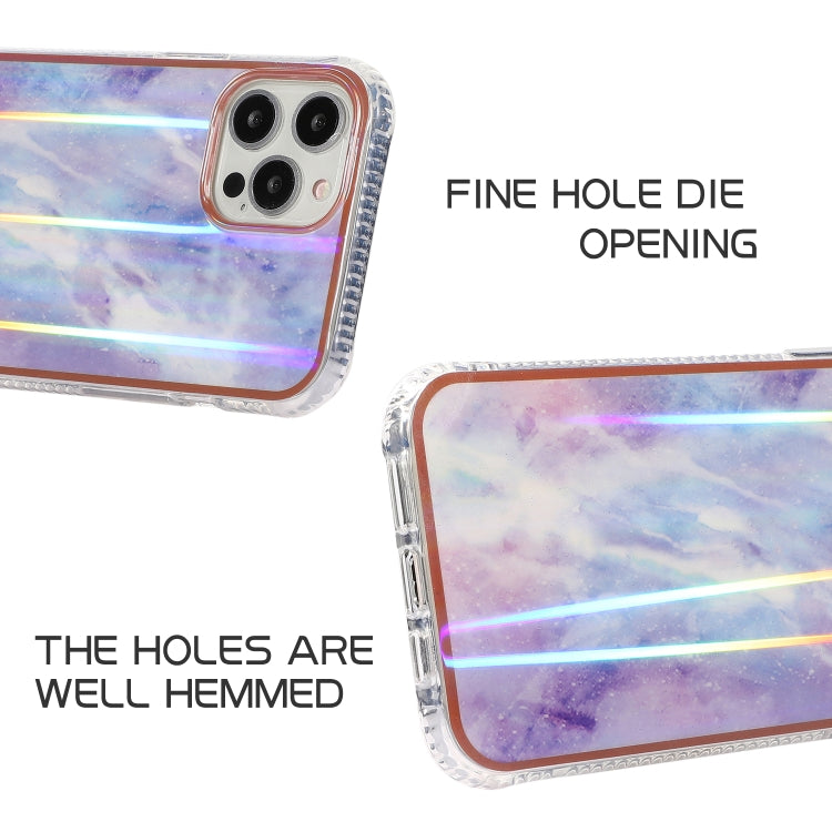 For iPhone 13 Pro Max Aurora Cloud Electroplating Gold Edge Double-sided IMD Pattern TPU Case