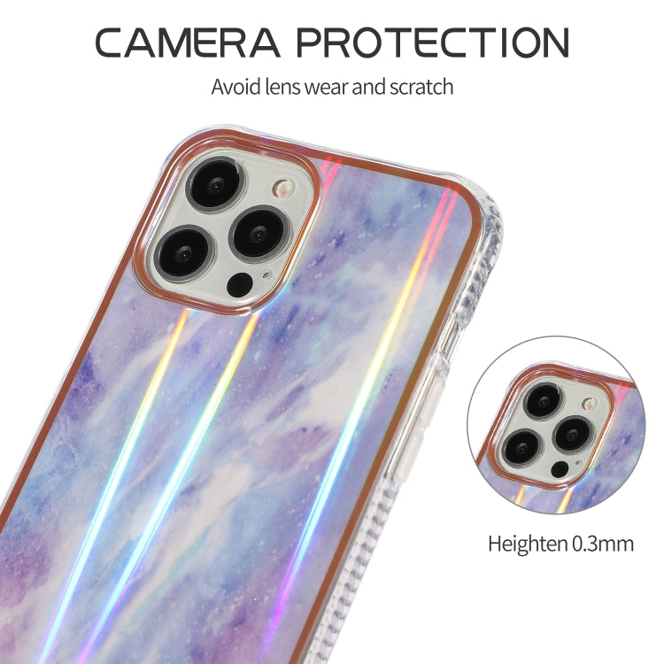 For iPhone 13 Pro Max Aurora Cloud Electroplating Gold Edge Double-sided IMD Pattern TPU Case