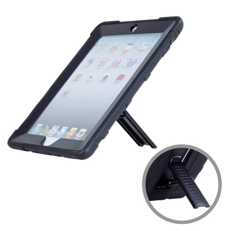 C5 Four Corners Shockproof Silicone + PC Protective Case with Holder For iPad 4 / 3 / 2