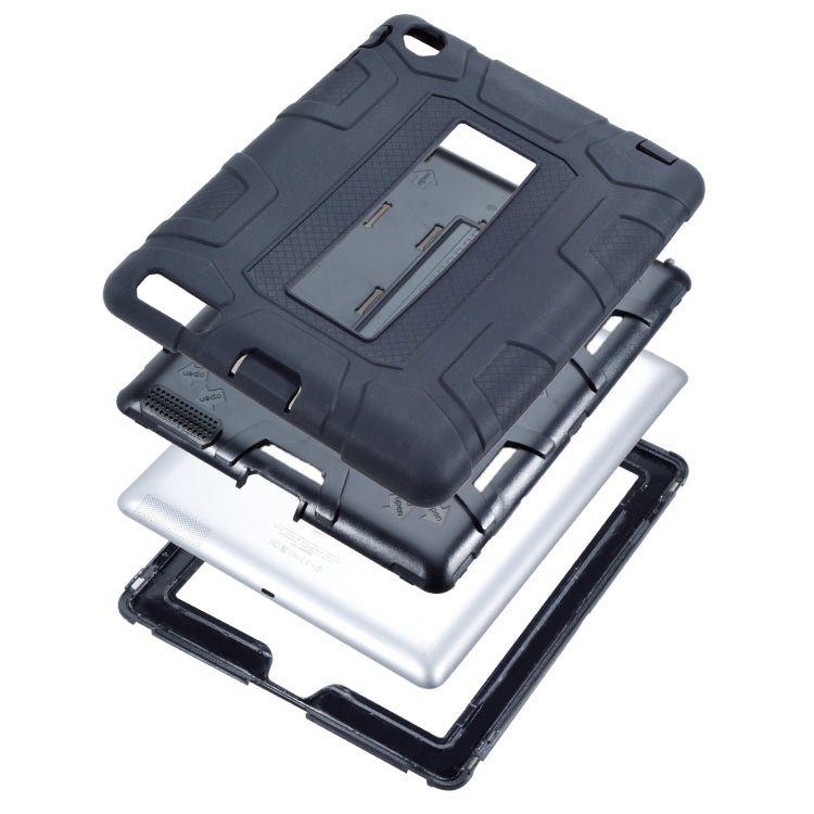 C5 Four Corners Shockproof Silicone + PC Protective Case with Holder For iPad 4 / 3 / 2