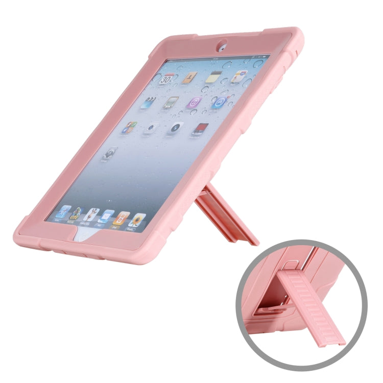 C5 Four Corners Shockproof Silicone + PC Protective Case with Holder For iPad 4 / 3 / 2