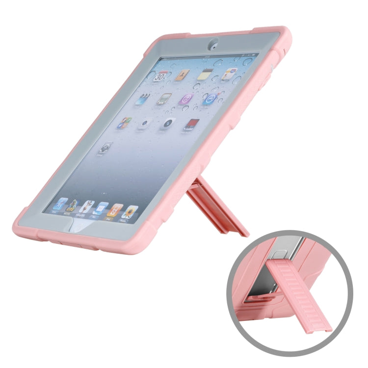 C5 Four Corners Shockproof Silicone + PC Protective Case with Holder For iPad 4 / 3 / 2