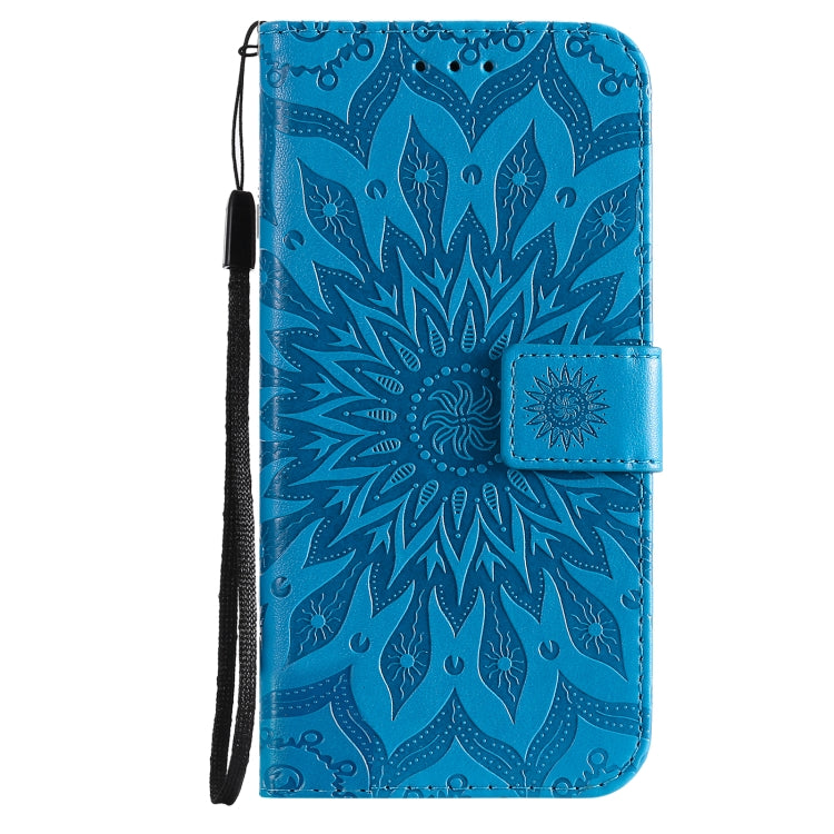For iPhone 13 mini Pressed Printing Sunflower Pattern Horizontal Flip PU Leather Case Holder & Card Slots & Wallet & Lanyard