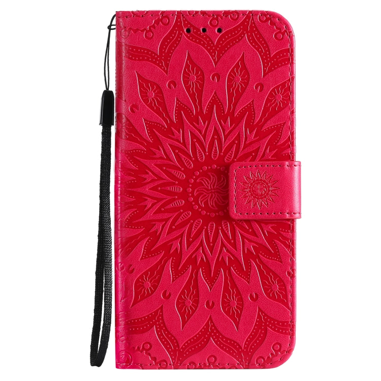 For iPhone 13 mini Pressed Printing Sunflower Pattern Horizontal Flip PU Leather Case Holder & Card Slots & Wallet & Lanyard