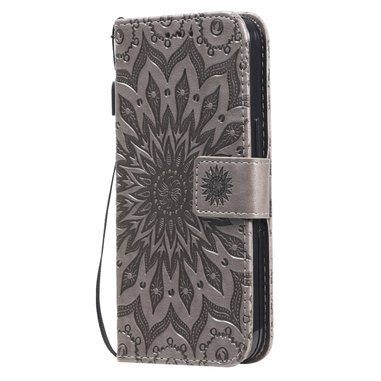 For iPhone 13 Pressed Printing Sunflower Pattern Horizontal Flip PU Leather Case Holder & Card Slots & Wallet & Lanyard