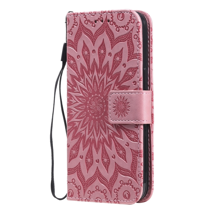 For iPhone 13 Pressed Printing Sunflower Pattern Horizontal Flip PU Leather Case Holder & Card Slots & Wallet & Lanyard