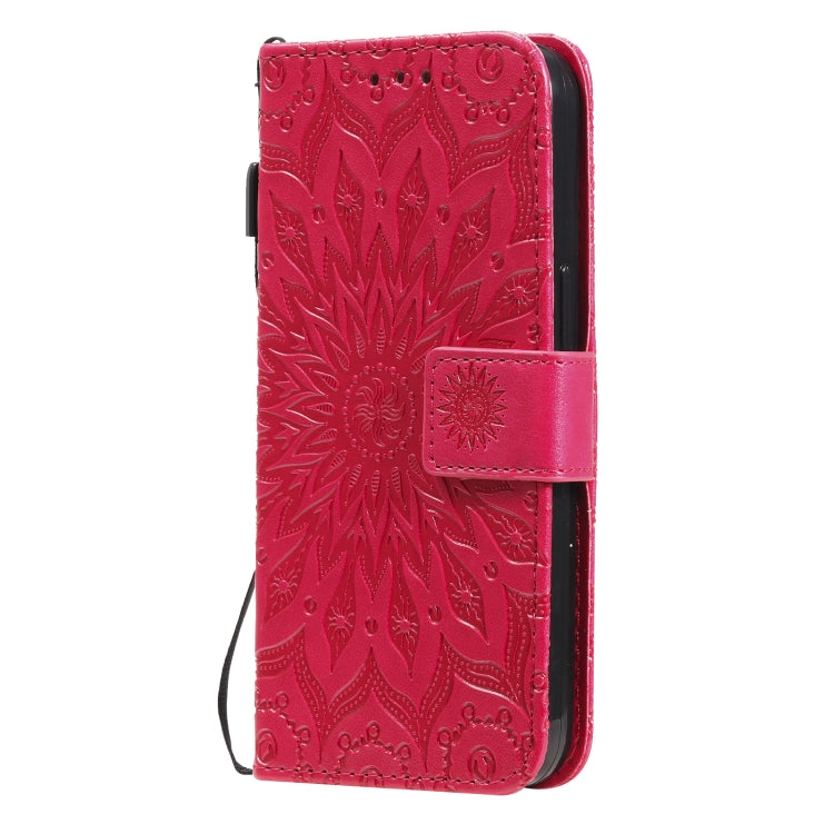 For iPhone 13 Pressed Printing Sunflower Pattern Horizontal Flip PU Leather Case Holder & Card Slots & Wallet & Lanyard
