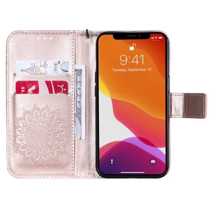 For iPhone 13 Pressed Printing Sunflower Pattern Horizontal Flip PU Leather Case Holder & Card Slots & Wallet & Lanyard