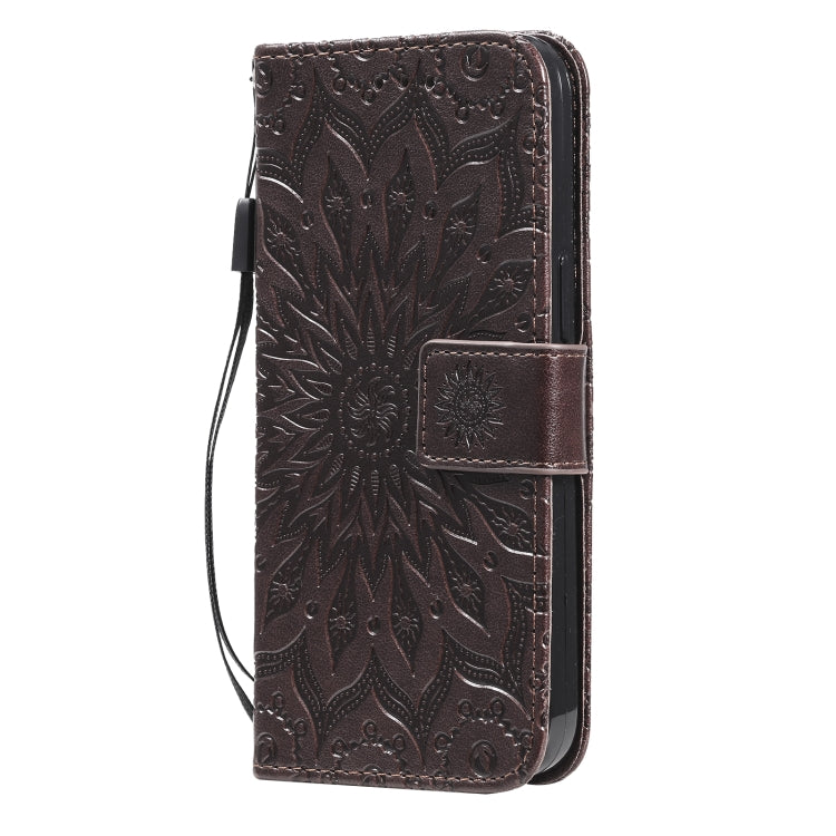 For iPhone 13 Pro Pressed Printing Sunflower Pattern Horizontal Flip PU Leather Case Holder & Card Slots & Wallet & Lanyard