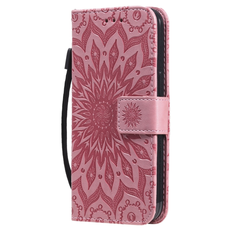 For iPhone 13 Pro Pressed Printing Sunflower Pattern Horizontal Flip PU Leather Case Holder & Card Slots & Wallet & Lanyard