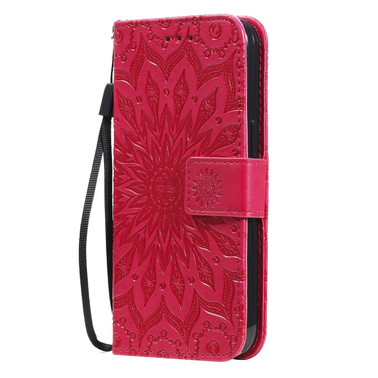 For iPhone 13 Pro Pressed Printing Sunflower Pattern Horizontal Flip PU Leather Case Holder & Card Slots & Wallet & Lanyard