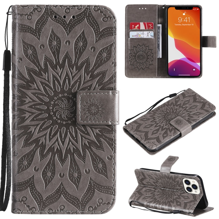 For iPhone 13 Pro Max Pressed Printing Sunflower Pattern Horizontal Flip PU Leather Case Holder & Card Slots & Wallet & Lanyard
