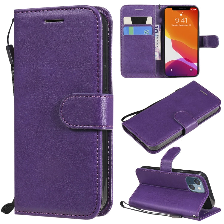 For iPhone 13 mini Pure Color Horizontal Flip Leather Case with Holder & Card Slots & Wallet & Lanyard