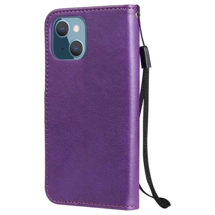 For iPhone 13 mini Pure Color Horizontal Flip Leather Case with Holder & Card Slots & Wallet & Lanyard