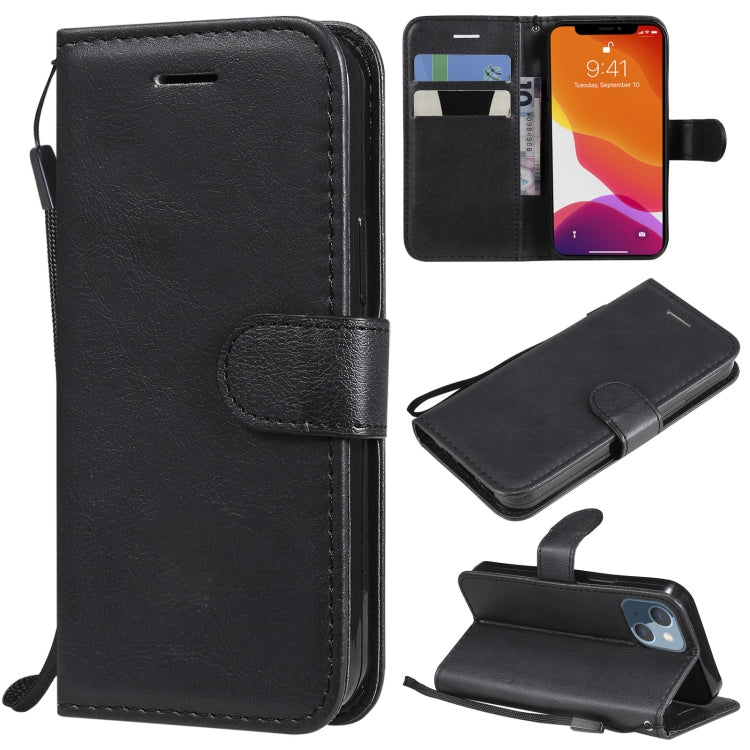 For iPhone 13 mini Pure Color Horizontal Flip Leather Case with Holder & Card Slots & Wallet & Lanyard