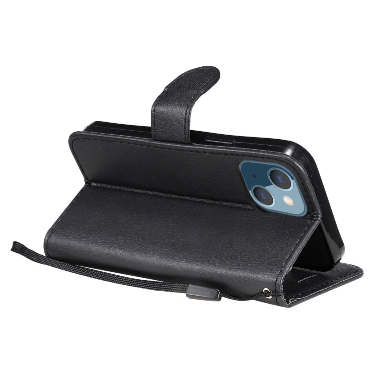 For iPhone 13 mini Pure Color Horizontal Flip Leather Case with Holder & Card Slots & Wallet & Lanyard