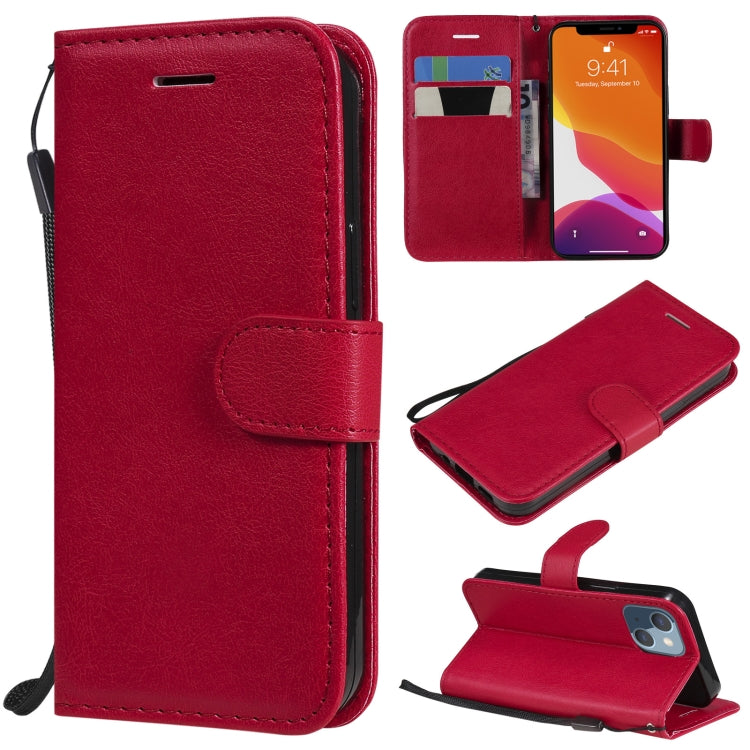 For iPhone 13 mini Pure Color Horizontal Flip Leather Case with Holder & Card Slots & Wallet & Lanyard