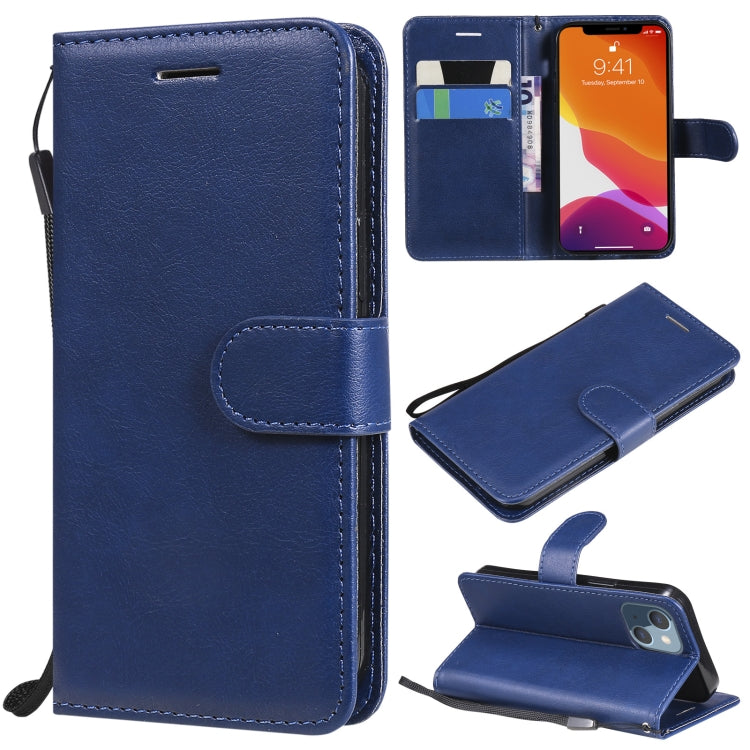 For iPhone 13 mini Pure Color Horizontal Flip Leather Case with Holder & Card Slots & Wallet & Lanyard