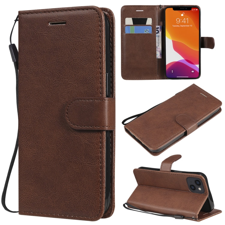 For iPhone 13 Pure Color Horizontal Flip Leather Case with Holder & Card Slots & Wallet & Lanyard