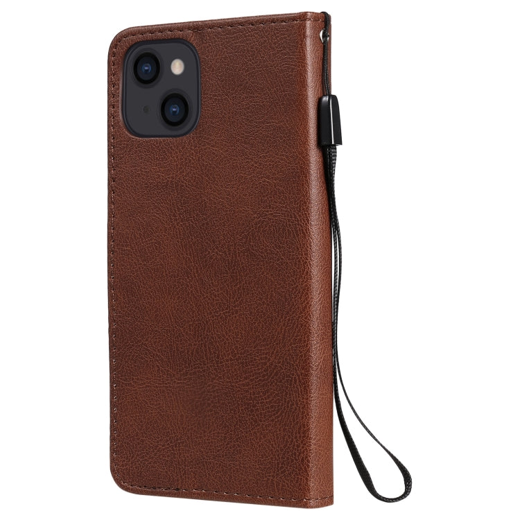 For iPhone 13 Pure Color Horizontal Flip Leather Case with Holder & Card Slots & Wallet & Lanyard