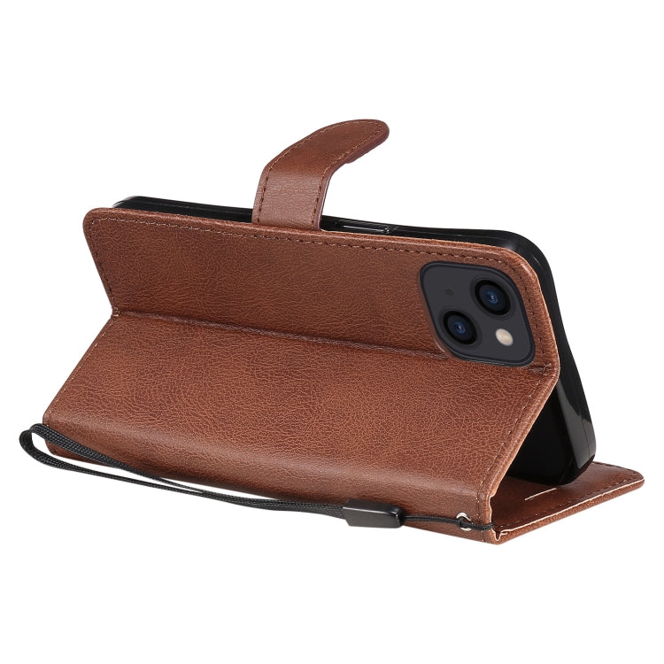 For iPhone 13 Pure Color Horizontal Flip Leather Case with Holder & Card Slots & Wallet & Lanyard