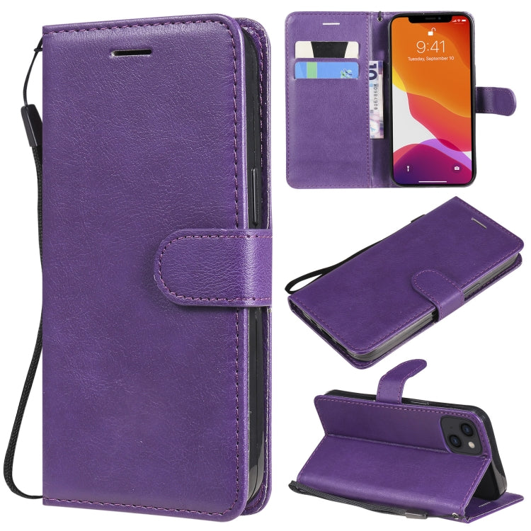 For iPhone 13 Pure Color Horizontal Flip Leather Case with Holder & Card Slots & Wallet & Lanyard