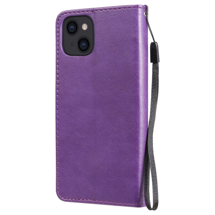For iPhone 13 Pure Color Horizontal Flip Leather Case with Holder & Card Slots & Wallet & Lanyard