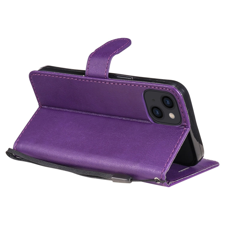 For iPhone 13 Pure Color Horizontal Flip Leather Case with Holder & Card Slots & Wallet & Lanyard