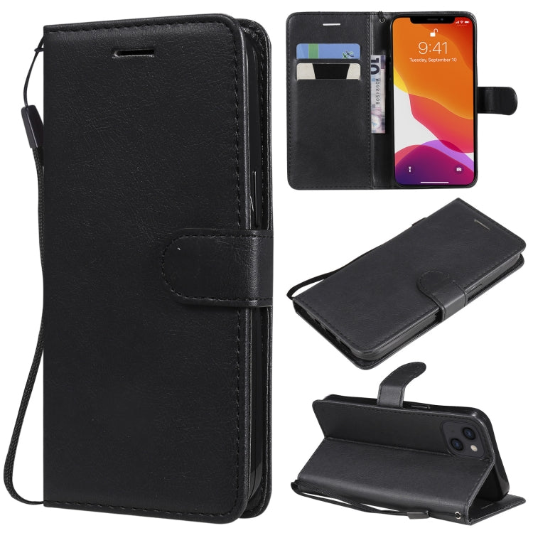 For iPhone 13 Pure Color Horizontal Flip Leather Case with Holder & Card Slots & Wallet & Lanyard