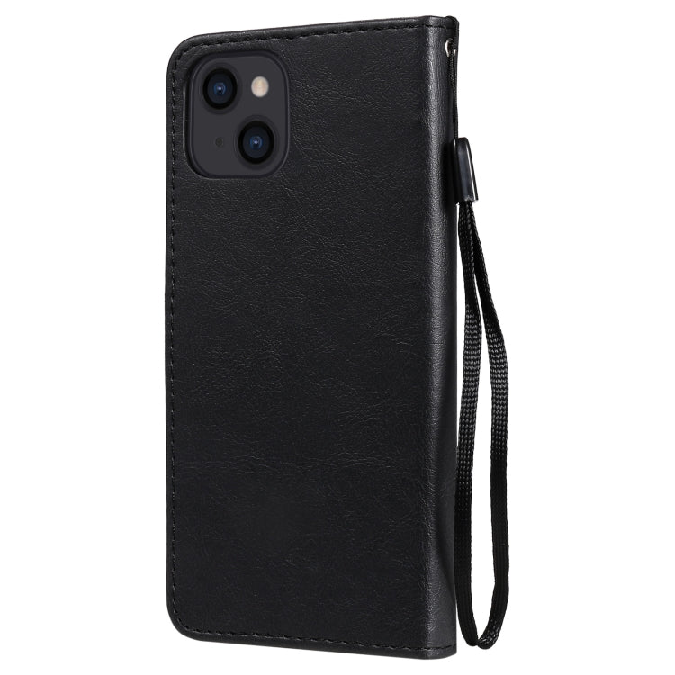 For iPhone 13 Pure Color Horizontal Flip Leather Case with Holder & Card Slots & Wallet & Lanyard