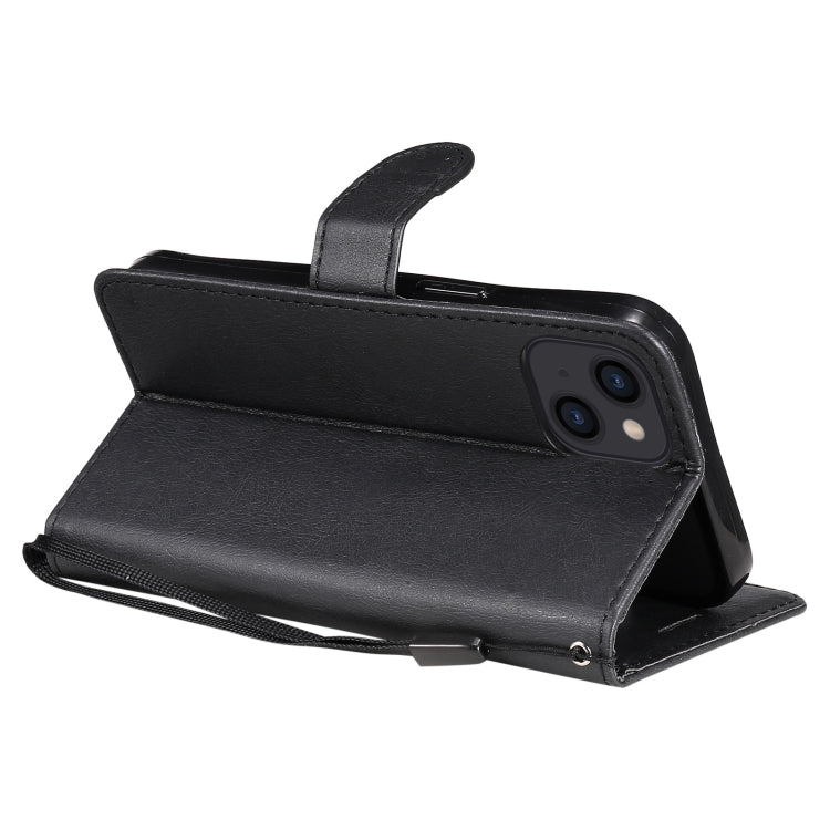 For iPhone 13 Pure Color Horizontal Flip Leather Case with Holder & Card Slots & Wallet & Lanyard