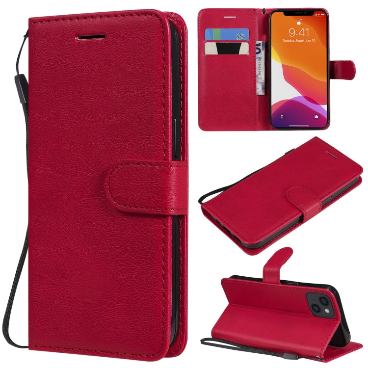 For iPhone 13 Pure Color Horizontal Flip Leather Case with Holder & Card Slots & Wallet & Lanyard
