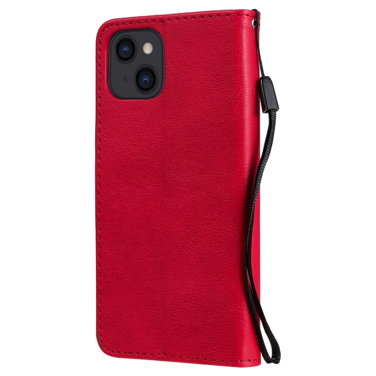 For iPhone 13 Pure Color Horizontal Flip Leather Case with Holder & Card Slots & Wallet & Lanyard