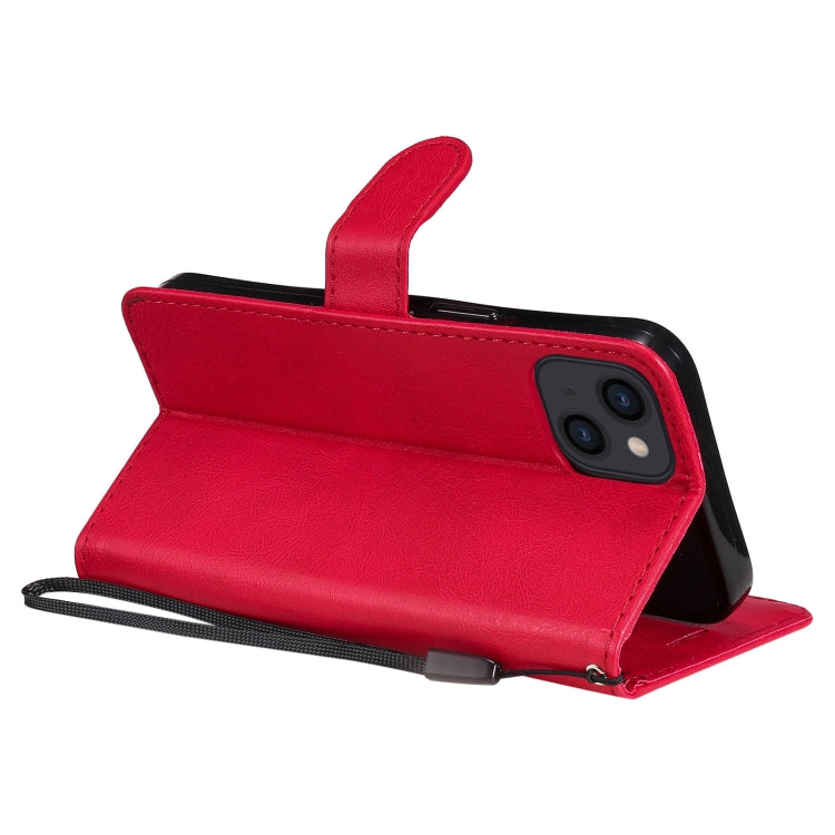 For iPhone 13 Pure Color Horizontal Flip Leather Case with Holder & Card Slots & Wallet & Lanyard