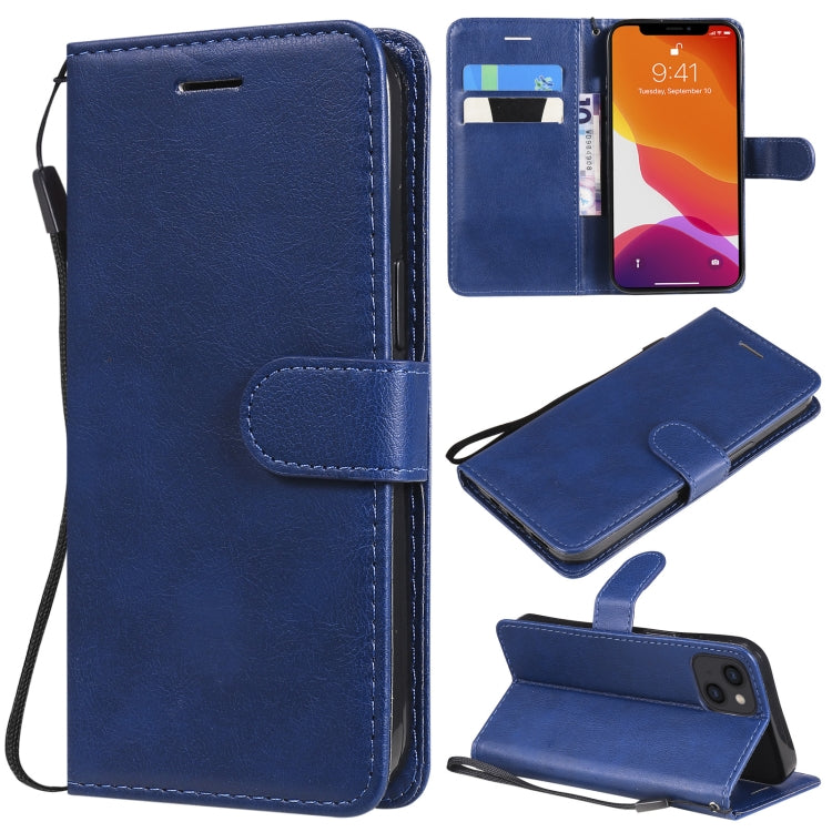 For iPhone 13 Pure Color Horizontal Flip Leather Case with Holder & Card Slots & Wallet & Lanyard