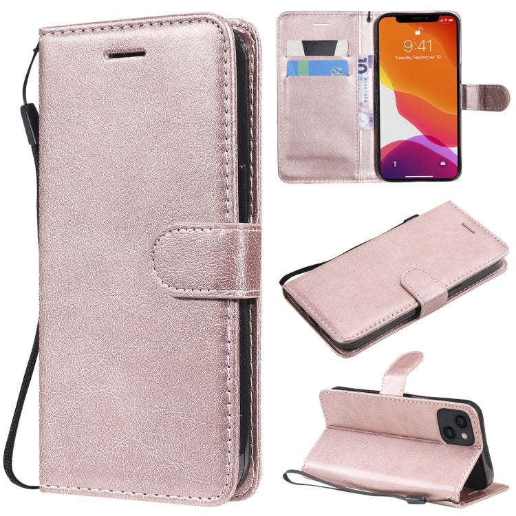 For iPhone 13 Pure Color Horizontal Flip Leather Case with Holder & Card Slots & Wallet & Lanyard