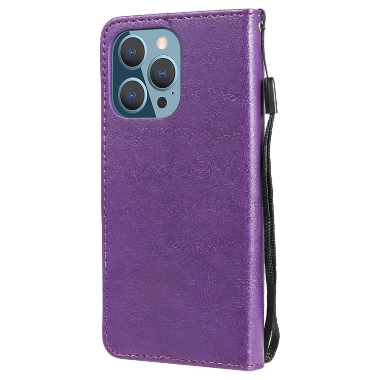 For iPhone 13 Pro Pure Color Horizontal Flip Leather Case with Holder & Card Slots & Wallet & Lanyard