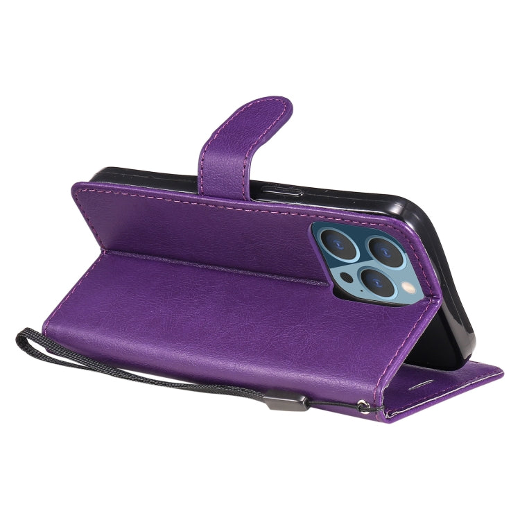 For iPhone 13 Pro Pure Color Horizontal Flip Leather Case with Holder & Card Slots & Wallet & Lanyard