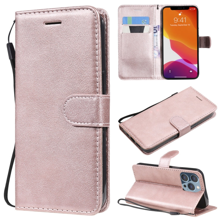 For iPhone 13 Pro Pure Color Horizontal Flip Leather Case with Holder & Card Slots & Wallet & Lanyard