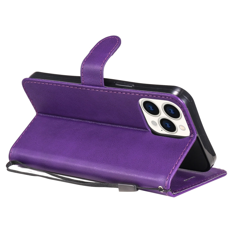 For iPhone 13 Pro Max Pure Color Horizontal Flip Leather Case with Holder & Card Slots & Wallet & Lanyard