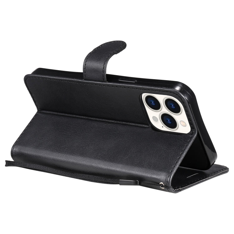 For iPhone 13 Pro Max Pure Color Horizontal Flip Leather Case with Holder & Card Slots & Wallet & Lanyard